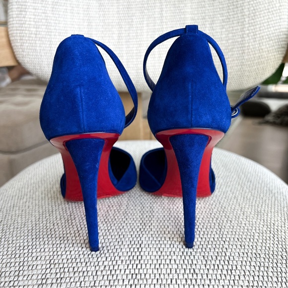 Christian Louboutin Astrida Bride 100 Suede Pump in Blue Suede - Picture 5 of 7